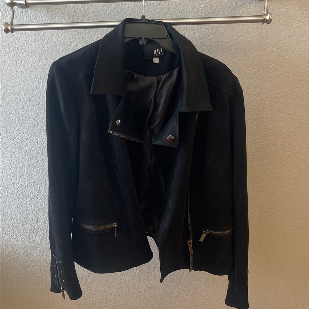 Black faux suede Kut Moto Jacket - Picture 2 of 5
